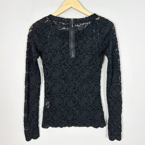 Y2K Vintage Forever 21 Lace Mesh Top Size Small Black Whimsigoth Grunge Women's - Picture 4 of 5